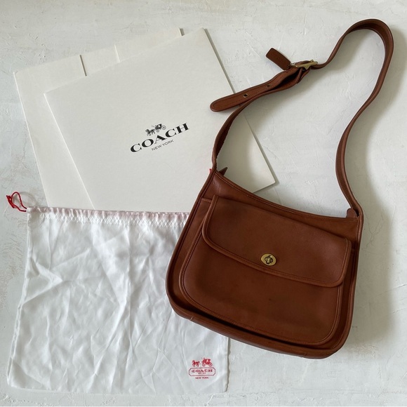 Vintage Coach Taft British Tan Crossbody Bag Shoulder Bag Made In USA 9980 - Picture 1 of 12